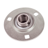 BPF - Sheet steel flanged bearing for light loads - 3 mounting points.Simplified drawing