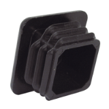 BTC-1 - Bouchon pour tube carré - Plastique noir. Représentation simplifiée