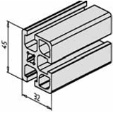 PRF4532 - Aluminium profile - Standard - Section : 45 x 32 mm